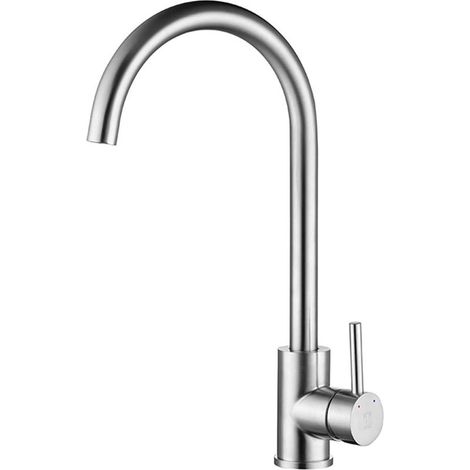 Faucet of kitchen in stainless steel, rotation to 360°, handle unique, faucet of sink of kitchen mounted on the bridge, faucet of kitchen for hot water and cold, faucet of sink of kitchen commer (1/4)