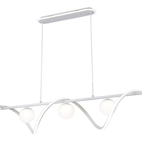 Suspension Century, blanche, 151 W, 3000–6000 K, 12590 lm, lumière d'ambiance, variateur avec télécommande, 120 x 26 cm