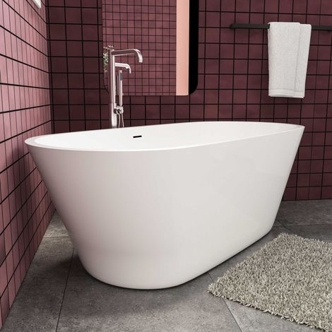 Acezanble White Acrylic Bathtub High Quality 1700 x800mm  Modern Freestanding Double Ended (1/4)