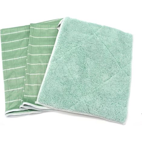 Kit de 2 chiffons microfibres en bambou et 1 lavette double face en bambou lavable pour tout nettoyer