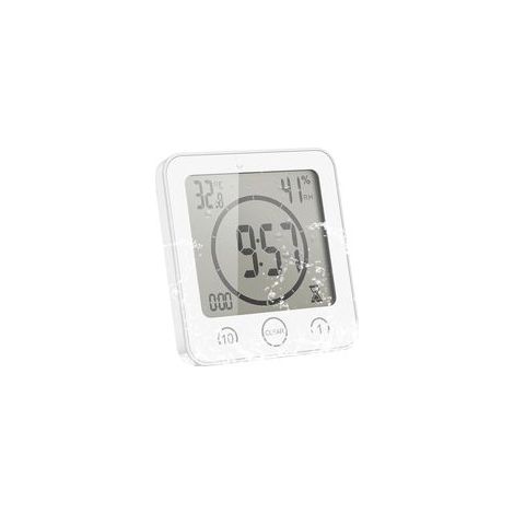 Bathroom Digital Wall Clock Electronic Thermometer and Hygrometer - White (1/5)
