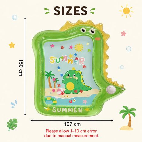 (150x107cm) Tapis d'eau gonflable en forme de dinosaure, tapis de jeu sensoriel, adapté aux nourrissons et aux tout-petits. (1/5)