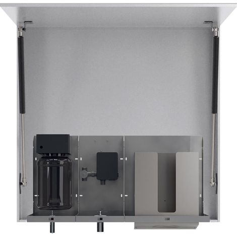 Armoire à miroir TOWEL 900 mm avec distributeur automatique de savon, robinet et distributeur de serviette en papier (1/5)