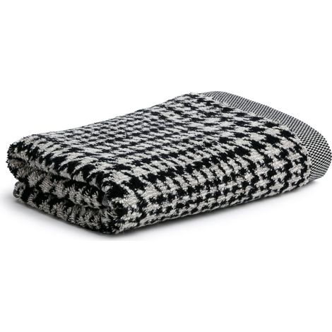 Drap de Douche 85% Coton, 10% Viscose, 5% Lin, Beige Naturel/Noir, 80 x 150 cm (1/5)