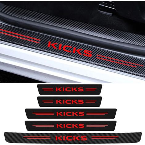 (Lot de 5 films protecteurs anti-rayures en fibre de carbone pour seuils de portières Nissan Kicks (logo inclus) Autocollants pour seuils de porte intérieurs (1/3)