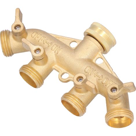 G3/4 4-Wege-Schlauchverteiler aus Messing, Gartenschlauch-Wasserhahnadapter, Verbindungsstück, Bewässerungszubehör (1/5)