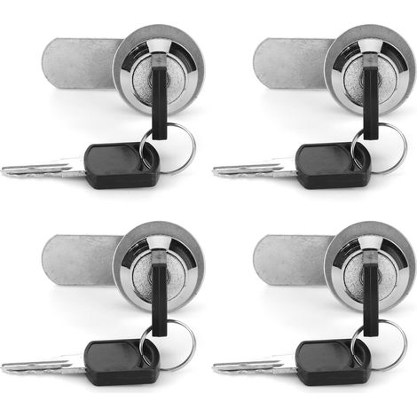 Serrure tubulaire de rechange à 4 cames avec clé pour tiroir, armoire ou coffre à outils, adaptée aux remorques et caravanes, diamètre 15 mm. (1/5)
