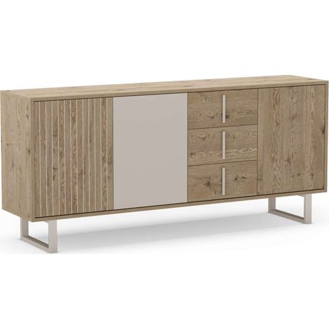 Aparador 3 puertas y 3 cajones mod-Apolo acabado roble y gris, 180cm(ancho) 80cm(alto) 40cm(largo) (1/5)