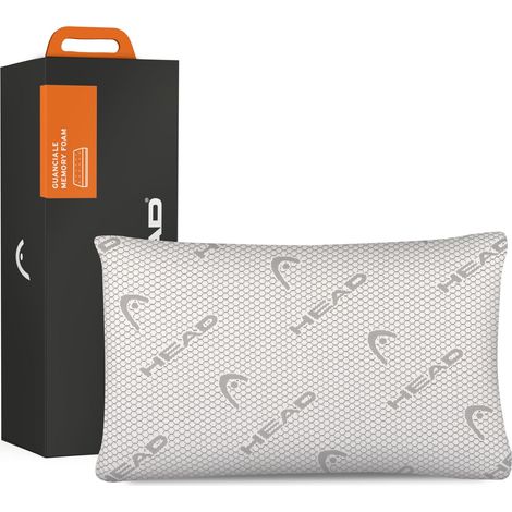 HEAD Active Rest - Cuscino Memory Foam Traforato, Cuscino Cervicale per Dormire Ergonomico in Grafene Antistatico Mantiene Melatonina Alta, Cuscino Letto con Federa Tessuto Lavabile 42x72, Bianco/Grey (1/5)