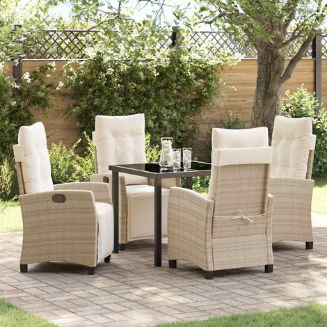 Ensemble de salle à manger pour jardin 5 pcs-Salon de jardin Beige polyrotin 360820 (1/5)