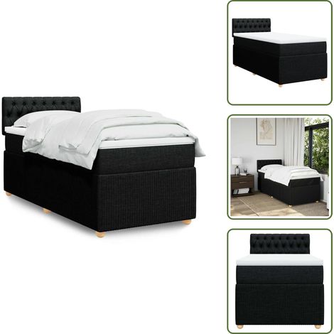 vidaXL Boxspringbett mit Matratze Schwarz 100x200 cm Stoff (1/5)