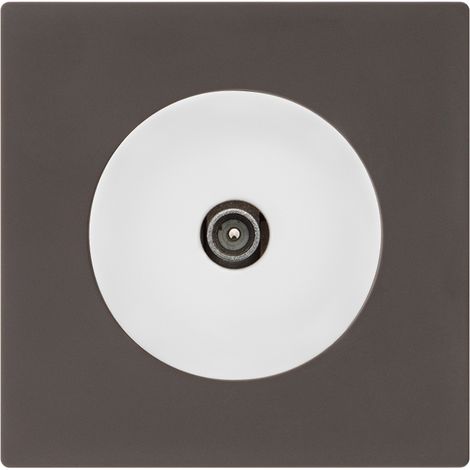 Prise TV/SAT blanc glossy DOM + plaque simple taupe (1/5)