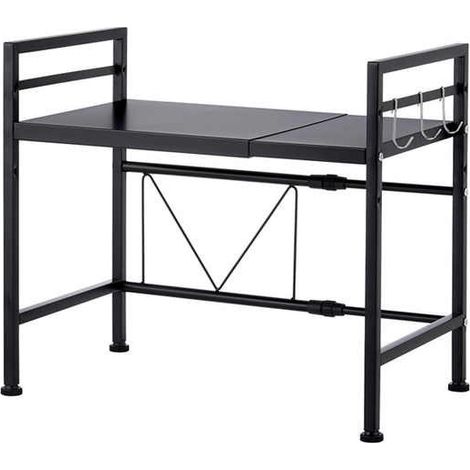 Etagère Réglable de Cuisine en Métal Noir Largeur extensible 40-60 cm x P 32 x H 47 cm Support max 120 kg - Livraison gratuite (1/5)