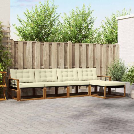 vidaXL Outdoor-Sofagarnitur mit Kissen 5 pcs Natur und Creme (1/5)