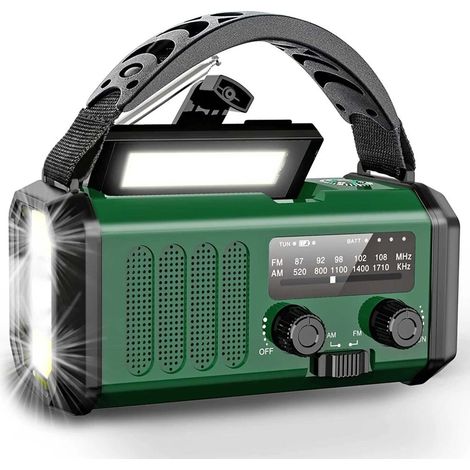 Radio d'urgence Survie Radio Solaire Survie 10000mAh Multifonction AM/FM, Chargeur Solaire pour Téléphone Lampe d'urgence à Manivelle Kit de Survie pour Camping,Randonnée et Urgences