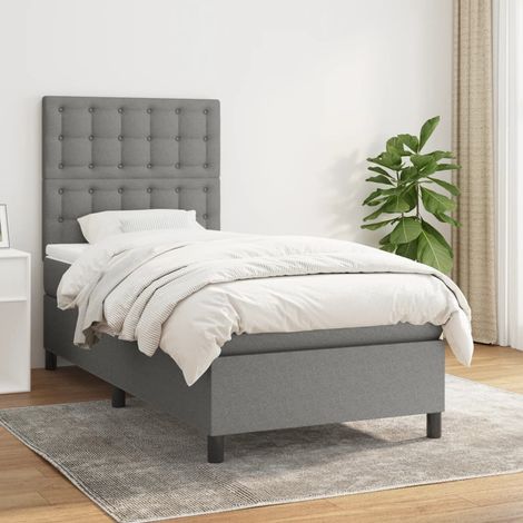 Boxspringbett mit Matratze Dunkelgrau 80x200 cm Stoff (1/5)