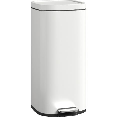 30L Compact Kitchen Trash Can with Soft-Close Lid, Stay-Open Feature, Removable Bucket for Home and Office, Cream Color
