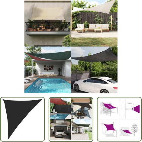 The Living Store Voile d'ombrage 160 g/m² Noir 3x4x5 m PEHD - Parasol - Voile D'ombrage - Parasol Rectangulaire - Parasol Extérieur - Parasol Jardin (1/5)