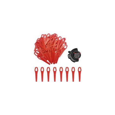 50 Pièces Lames en Plastique de Rechange pour Coupe-Bordures, Lames en Plastique, Lames de Grass Trimmer Brush Cutter, Tondeuse à Gazon en Plastique Lames, Coupe Bordure en Plastique Rouge H759 (1/5)