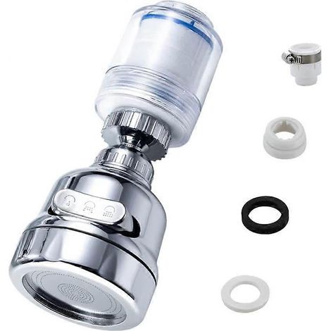 Filtre à eau pour robinet de cuisine, purificateur pivotant à 360° pour économiser l'eau, anticalcaire, anti-éclaboussures, 3 modes de position réglables (argent) (1/5)