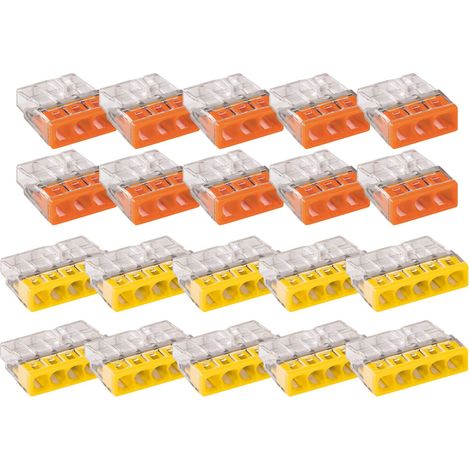WAGO 2273 Klemmen 3 polig und 5 polig zu je 0,5-2,5mm² Verbindungsklemmen, Kunststoff gelb-orange, 20-teilig (1/5)