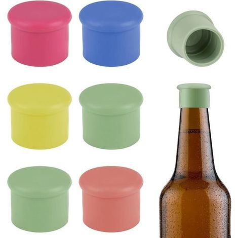 6 Silikon-Weinverschlüsse, runde Flaschenverschlüsse, Silikonverschlüsse für Wein-, Bier- und Champagnerflaschen, wiederverwendbar (1/4)