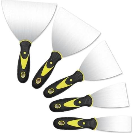 5 Pièces Jeu de Spatules en Acier Inoxydable, Couteau à Enduire, Spatule Enduit, Couteaux à Mastic pour Grattage de Papier Peint, Réparer Les Murs (1/5)