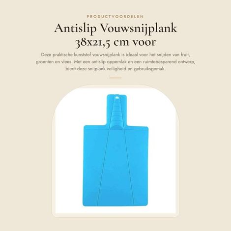 Planche à découper pliable antidérapante - Planche à découper en plastique - Pliable - 38 x 21,5 cm - Convient au contact alimentaire - Facile à nettoyer - Bleue (1/5)