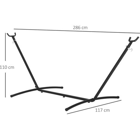 Support pour hamac, structure métallique avec crochets, 280 x 120 x 110 cm, supporte jusqu'à 120 kg, pour jardin et plage (1/5)