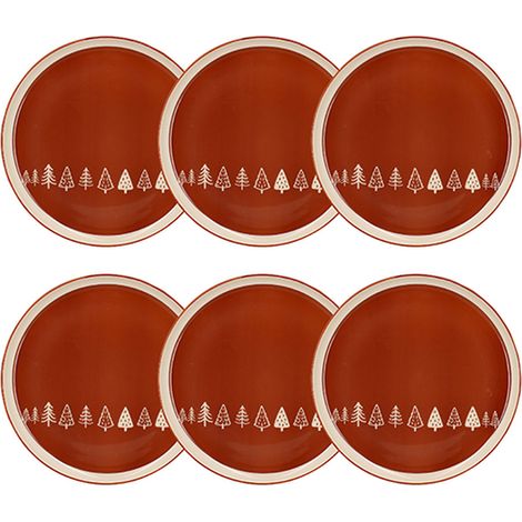 Lot de 6 assiettes plates 26cm en grès, MONTAGNE (1/3)