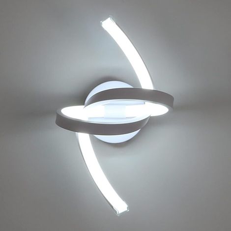 Applique Murale LED Interieur Moderne Blanc, 16W Lampe de Murale Design Courbe en Acryliquel pour Chambre, Salon, Hôtel, Escalier, Allée, 6000K Blanc Froid (1/4)