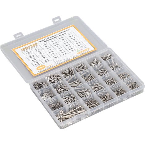 Lot de 884 vis écrou rondelle clé 304 inox M2 M3 M4 M5 tete bombee hexalobulaire avec écrous rondelles clés (1/5)