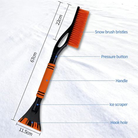 Eiskratzer für Autos mit Schneebürste, ergonomischer Windschutzscheibenkratzer, abnehmbarer, weicher, rutschfester Griff, langlebiger, schneller und stabiler Schneekratzer, Winterzubehör für Autos (or (1/4)