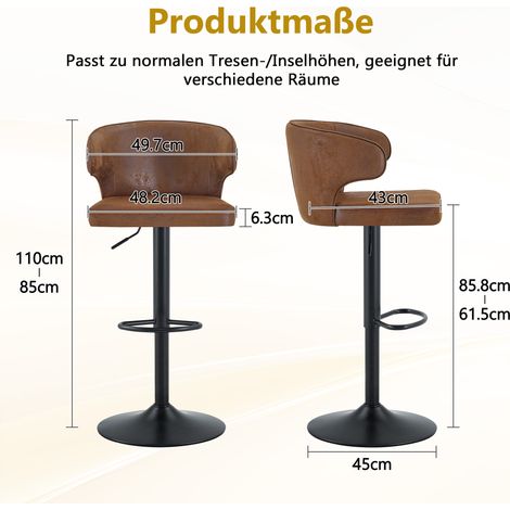 Lot de 2 tabourets de comptoir à dossier, hauteur ajustable, rotation 360°, socle large et repose-pieds, sièges de cuisine contemporains pour bar ou îlot (sans accessoires). (1/5)