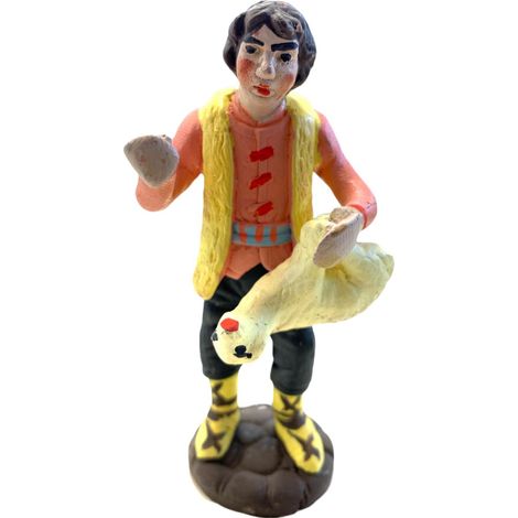 Pastore con pecora statuetta in terracotta artigianale per presepe napoletano da h 10 cm