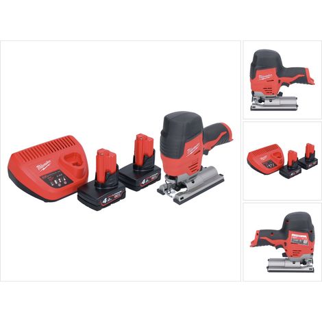 Milwaukee M12 JS-402 Akku Stichsäge 12 V + 2x Akku 4,0 Ah + Ladegerät