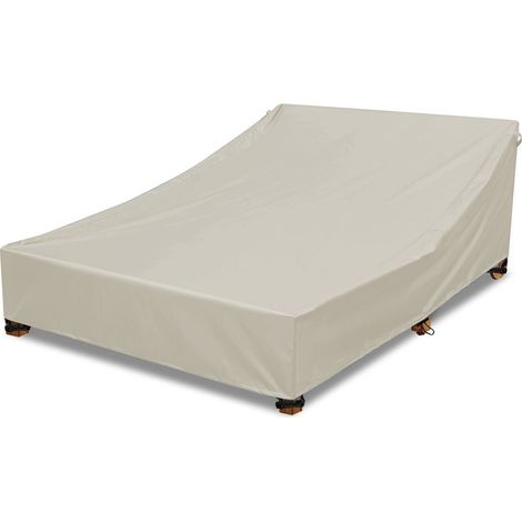 Housse de protection pour chaise longue double en tissu Oxford 210D, étanche anti-poussière anti-UV, pour extérieur,Blanc (1/5)