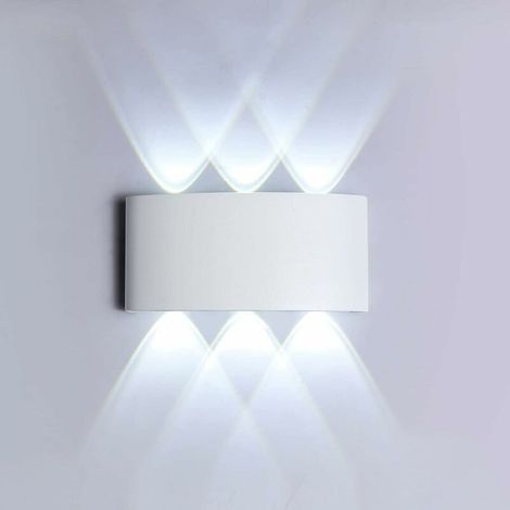 Aplique LED de pared de 6W, luz blanca fría de 6000K, resistente al agua IP65, luz decorativa para dormitorio, pasillo, sala de estar, escalera, hotel, bar, color blanco. (1/4)