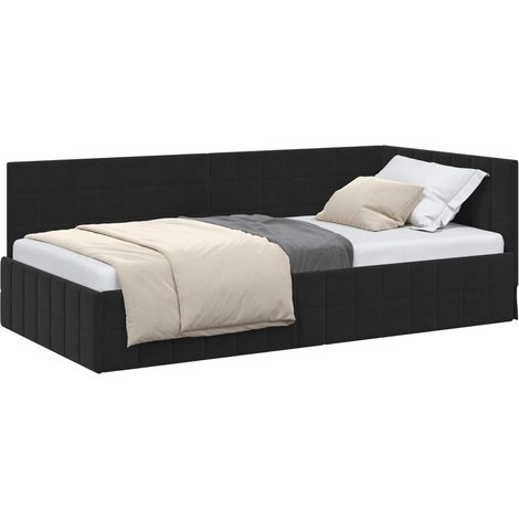 Estructura de cama en esquina Negro 90 cm x 200 cm Terciopelo vidaXL (1/5)
