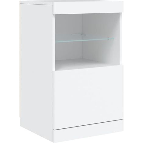 Aparador cómoda cómoda armario mueble organizador cocina salón salón con luces LED 41 x 37 x 67 cm blanco 020029851