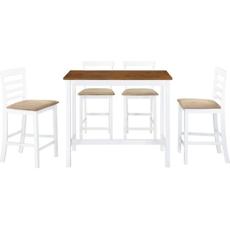 Maison Exclusive - Set Tavolo e Sedie da Bar 5 pz Legno Massello Marrone e Bianco