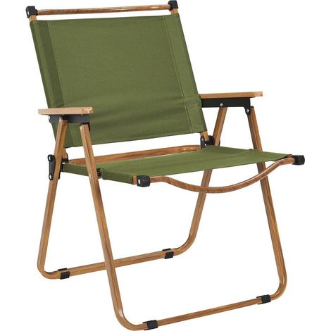 KAMPA - Chaise Pliante de Camping en Métal imitation bois et Toile Verte (1/5)