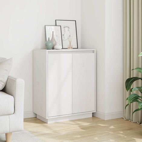Aparador de madera maciza de pino blanco 60x34x75 cm (1/4)