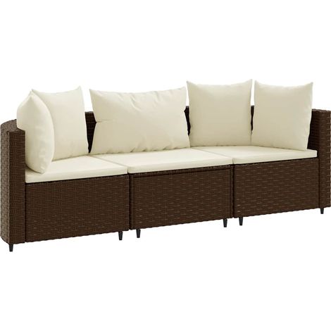 Maison Exclusive - Set sofás de jardín 3 piezas y cojines ratán s (1/5)