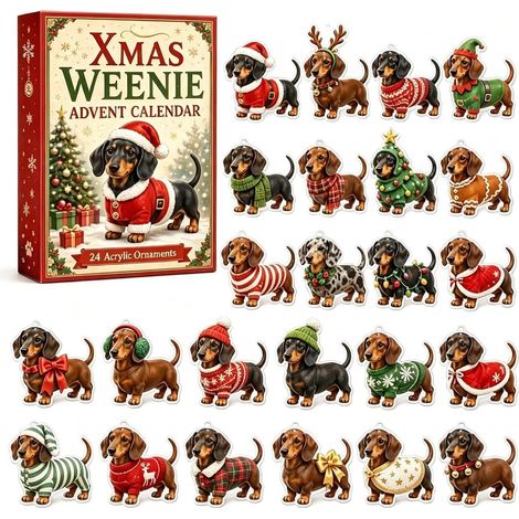 Calendrier De L'avent 2026 Teckel 24 Jours 2d Acrylique Chien Pendentifs (1/5)