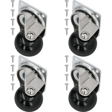 Ruedas giratorias de goma para muebles, negras, 35 mm, juego de 4 (1/5)