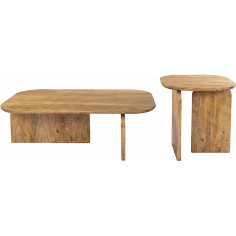 Conjunto de 2 mesas bajas ORION en madera maciza de mango (1/5)