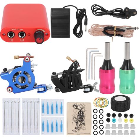 Kit de Tatouage Complet avec 10 Aiguilles Shader et 8 Aiguilles Liner, Machine à Bobine pour Artistes et Débutants, 90‑265V Prise UK (1/5)
