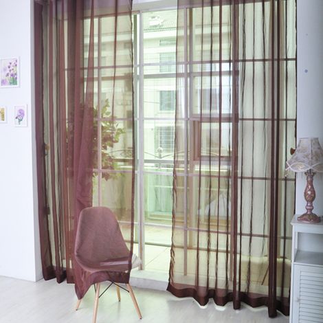 Cortinas de voile transparente, paneles de cortina lisos con ojales, en malla transparente, decoración moderna para dormitorio, sala de estar y puerta. (1/3)