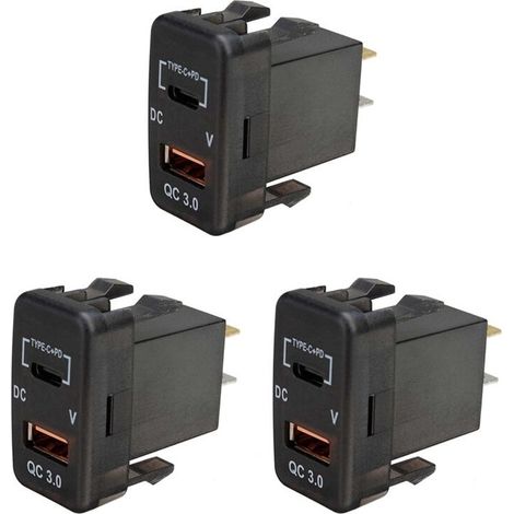 3 QC3.0 Auto-Schnellladeadapter Dual-USB mit Voltmeter für Land Rover Hilux Prado (1/5)